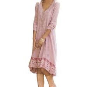 Soft Sorroundings Genevieve Dress Mauve Pink Lace Boho Cottagecore Tunic NWT Lg